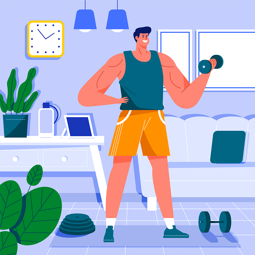 Muscular man lifting dumbbells in strength training, illustrating the natural boost to testosterone and building strong muscles for vitality in 2025.