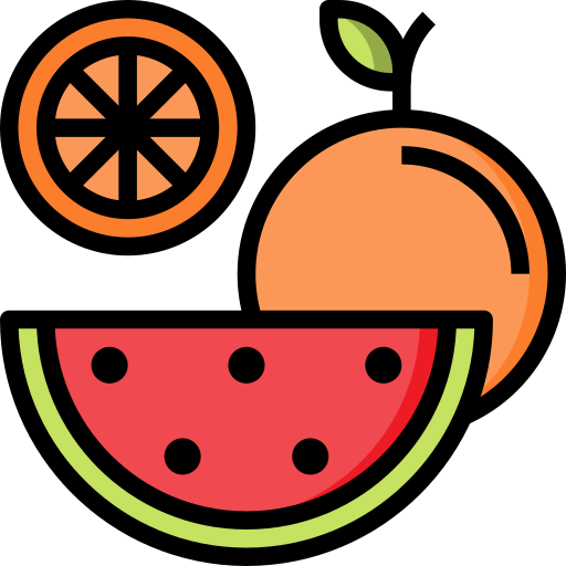 Colorful plate with orange slices, watermelon, tomatoes, and salmon, highlighting lycopene- and omega-3-rich foods to reduce prostate inflammation and support natural weight loss, in a fresh and appetizing composition.